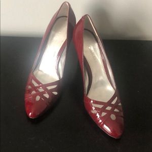 Calvin Klein red patent heels